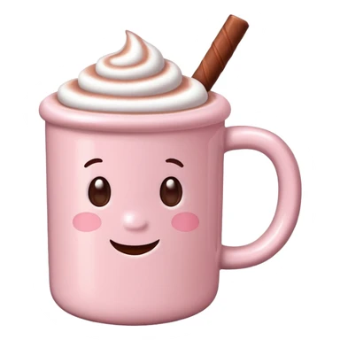 Light Pink mug of hot chocolate with marshmallows  sticker