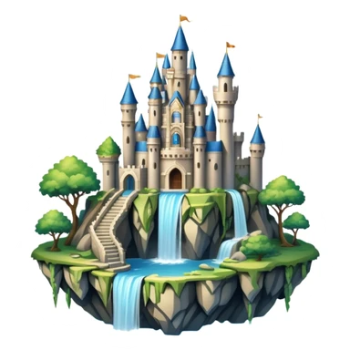 Fantasy castle on a floating island with waterfalls sticker
