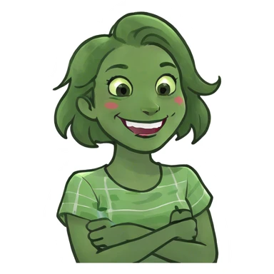 Arms crossed holding neck laughing girl sticker