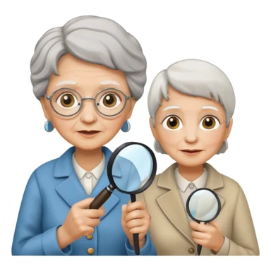 Explorer old woman Man with magnifying glass sticker