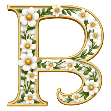 White flowery romantic alphabet letter sticker