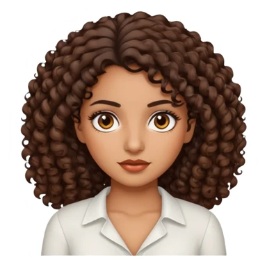 brown girl, who has medium curly dark brown hair, brown eyes, latina makeup, white blouse  sticker