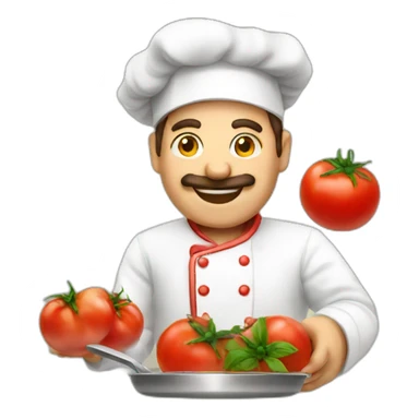 Italian chef cooking tomatoes sticker