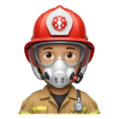 Firefighter with white respiratory protection white color helmet sticker