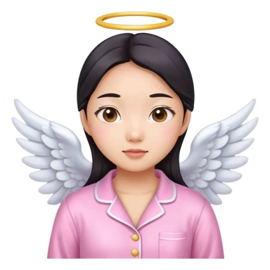 angelic asian girl doing skin care in pink pajamas sticker