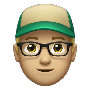 Blonde male short hair with glasses Dark green baseball uniform with hat Blue eyes and with "C" on the dark green hat. make the style slightly 3D with a diagonal angle. Crop from chest up sticker