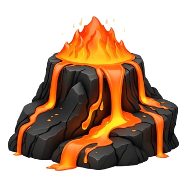A lava flow spilling slowly over blackened rocks. sticker