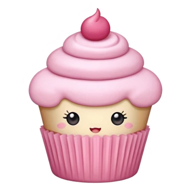 **“Kawaii pembe cupcake, üstünde fiyonk, pastel tonlar, sticker
