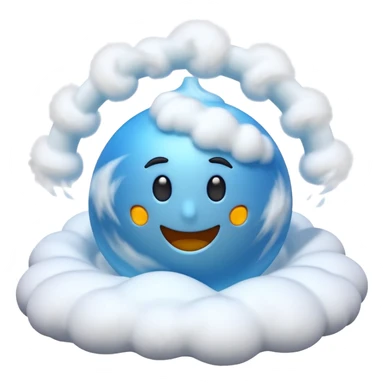 3D render of Blizzard, miniature weather phenomenon, volumetric particle effects, swirling white snow and wind vortex, elemental energy, emoji style, isolated on white background --v 6.0. sticker