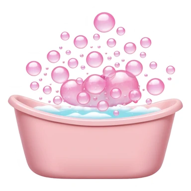 A light pink bathtub filled with light pink bubbles, overflowing with foam. Bubbles are rising upward above it. sticker