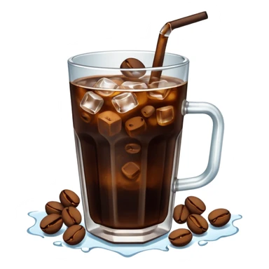 cold brew coffee with coffee beans and ice sticker