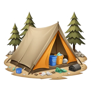 homeless camp icon sticker