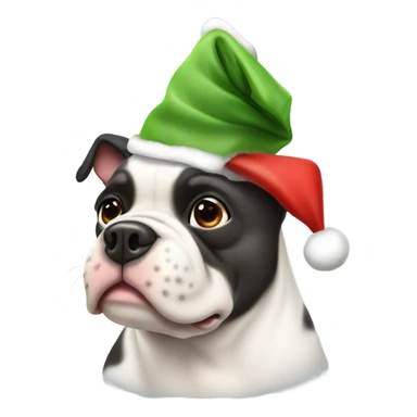 French bull dog wearing a Christmas hat  sticker