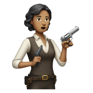 Lady aiming silenced pistol sticker