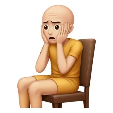 Scared human sit on a chair, head in the hands, scared sticker