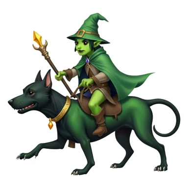 A goblin wizard riding a black hound dog  sticker