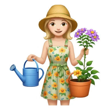woman gardener with watering pot sticker