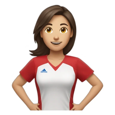 Une fille brune habiller en rouge qui fait du handball sticker