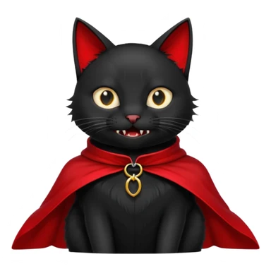 Vampire Pet, Black cat in red collar cloak sticker