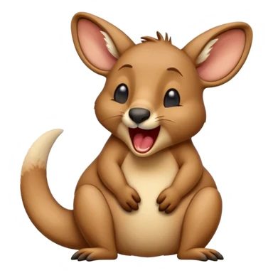 Cinematic Realistic Cute Yawning Kangaroo Portrait Emoji, Head tilted slightly with a dramatic, wide-open yawn, showcasing a soft, textured tawny coat with gently drooping ears and half-closed, drowsy eyes, rendered in exquisite natural detail, high shine, relaxed yet expressive, styled with a dash of rustic charm, soft glowing outline, capturing the essence of a sleepy yet affectionate kangaroo that appears ready to stretch out and settle into a peaceful nap! sticker