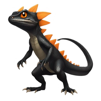 cool edgy black and orange Dark-type nargacuga lizard Pokémon full body sticker