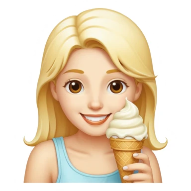 happy Athena eating white ice cream sticker