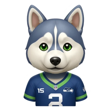 White tan husky with Seattle Seahawks gear sticker