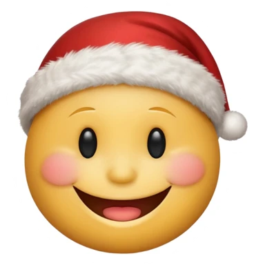 smiling smiley face with closed eyes in a red Christmas hat sticker
