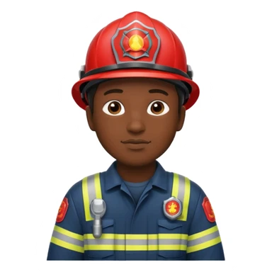 firefighter man dark skin sticker