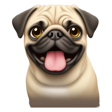Pug holding W sticker