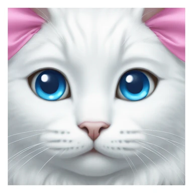 white cat with a pink bow and blue eyes sticker