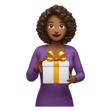 Woman opening a gift box sticker