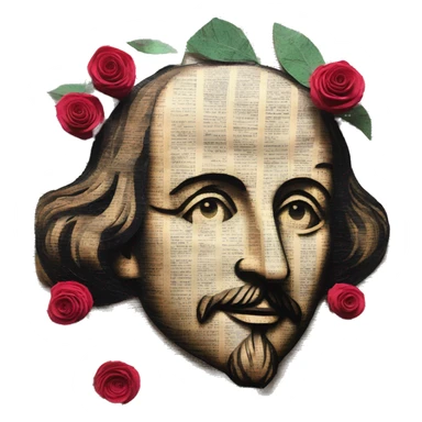 Shakespeare made of newspaper cuttings 420 roses flowers sticker