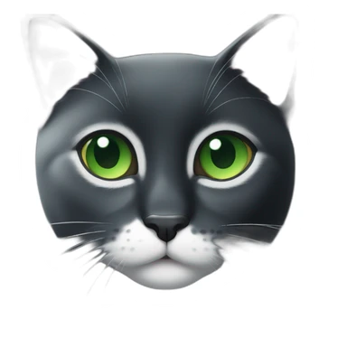 A black cat with green eyes with a white mustache and white spots sticker