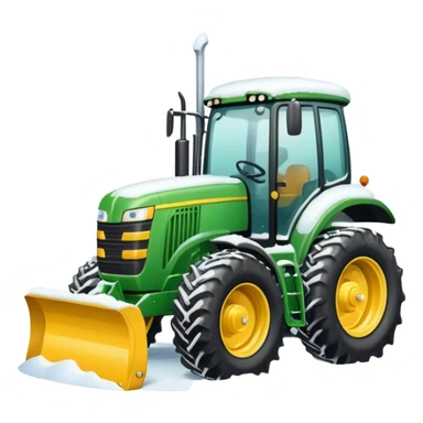 Big Green tractor with yellow blade pushing snow sticker