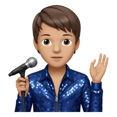 Louis Tomlinson from One Direction with light skin, brown hair, dark blue sequin outfit sticker