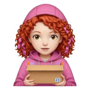 box carrier curly red haired pink hoodie girl  sticker