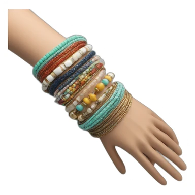 manikin hand with a stack of bracelets on wrist sticker