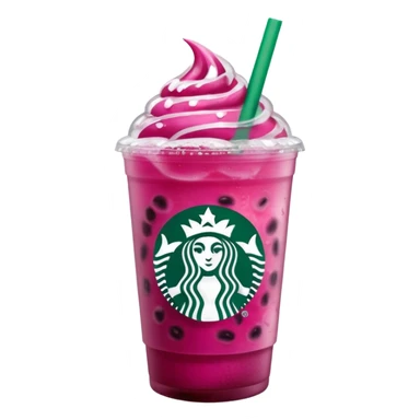 Starbucks dark pink dragonfruit refresher. no pink cream on top. starbucks logo. sticker
