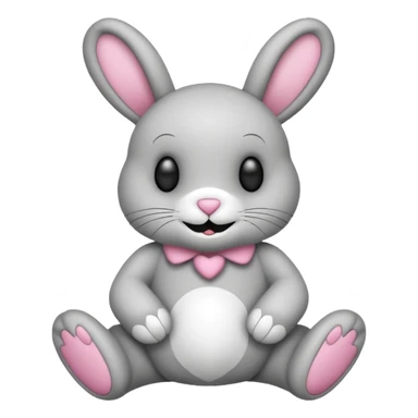 Emoji d'une peluche lapin squelette noir qui dit bonjour sticker