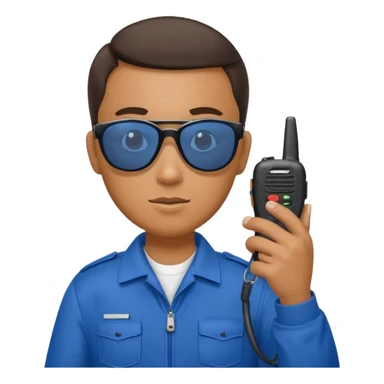 school security, blue cloth, sun glasses, holding walkie-talkie sticker