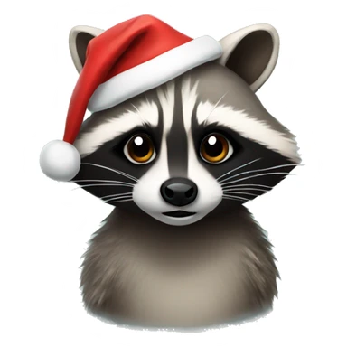 Raccoon wearing Christmas hat  sticker