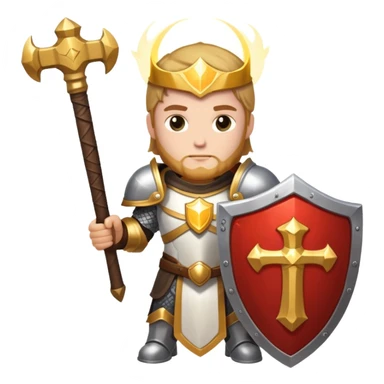 paladin hero with holy shield and glowing hammer sticker