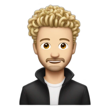 justin timberlake with noodle hair sticker