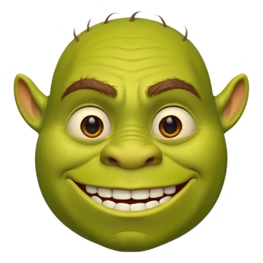 Create a Shrek emoji for a teams chat but make it more original style to the movie sticker