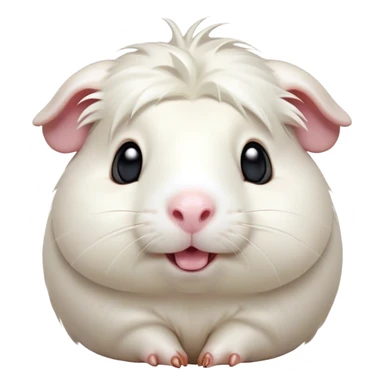 Cinematic Comical White Guinea Pig Portrait Emoji, Head tilted dramatically with an exaggeratedly amused expression, featuring a glossy, pristine white coat with an adorably scrunched face, wide, expressive dark eyes filled with playful disbelief, Simplified yet hilariously expressive features, highly detailed, glowing with a slightly sassy glow, high shine, dramatic yet playful, stylized with an air of cheeky mischief, bright and endearing, soft glowing outline, capturing the essence of a spirited and over-the-top guinea pig, so meme-worthy it feels like it could side-eye its way into internet fame instantly! sticker