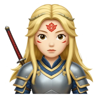 Lady samurai with long golden hair and white skin sticker