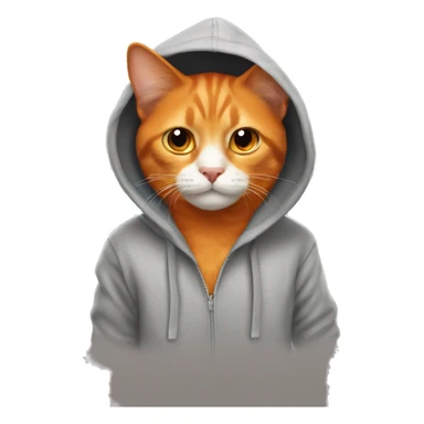 Orange cat wearing a hoodie  sticker