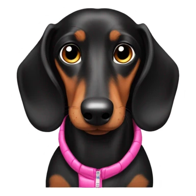 Black Dachshund with a pink puffer jacket  sticker