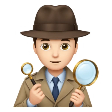 a detective with a hat and a magnifying glass sticker